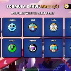 Wybierz swojego ulubionego z dostępnych brawl stars postacie do wyścigu Formuła Brawl! Kto wygra?