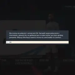 Komunikat o błędzie w FIFA 23: "Nie można się połączyć z serwerami EA". Problem z połączeniem do serwerów gry.