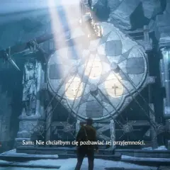 Uncharted 4 poradnik: Nathan i Sam odkrywają tajemniczy mechanizm w jaskini.