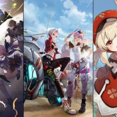 Trzy panele z postaciami z Genshin Impact, idealne do gry na Xbox.