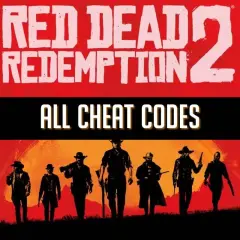 Kody do RDR2: grupa rewolwerowców na tle zachodzącego słońca.