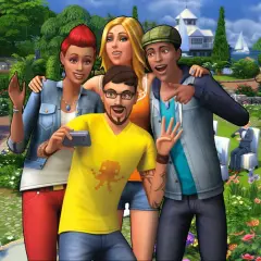 Grupa Simów robi sobie selfie na tle pięknego ogrodu. Chcesz mieć takie życie? The Sims 3 kody na potrzeby pomogą!