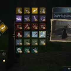 Drętwota w Hogwarts Legacy: menu zaklęć naprawczych. Ikony symbolizują różne zaklęcia, w tym Reparo, które pozwala naprawić uszkodzone przedmioty.