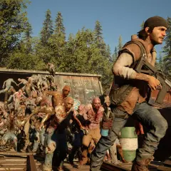 Gracz w Days Gone walczy z hordą zombie. Czas gry to walka o przetrwanie.