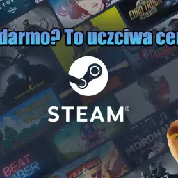 Tło z okładek gier PC, logo Steam i tekst "Za darmo? To uczciwa cena!". Szukaj darmowe gry na PC!