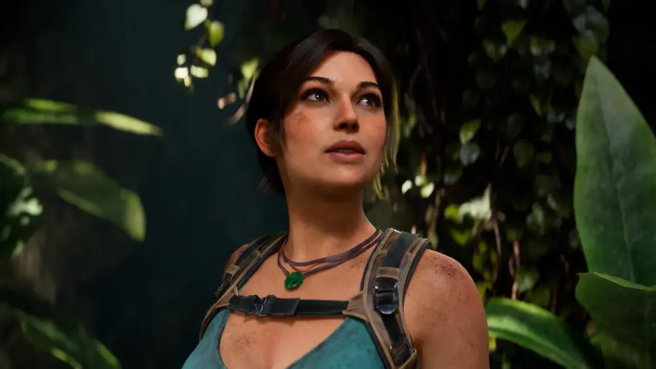 Lara Croft, legendarna tomb raider, wpatruje się w dżunglę, gotowa na kolejne wyzwanie.